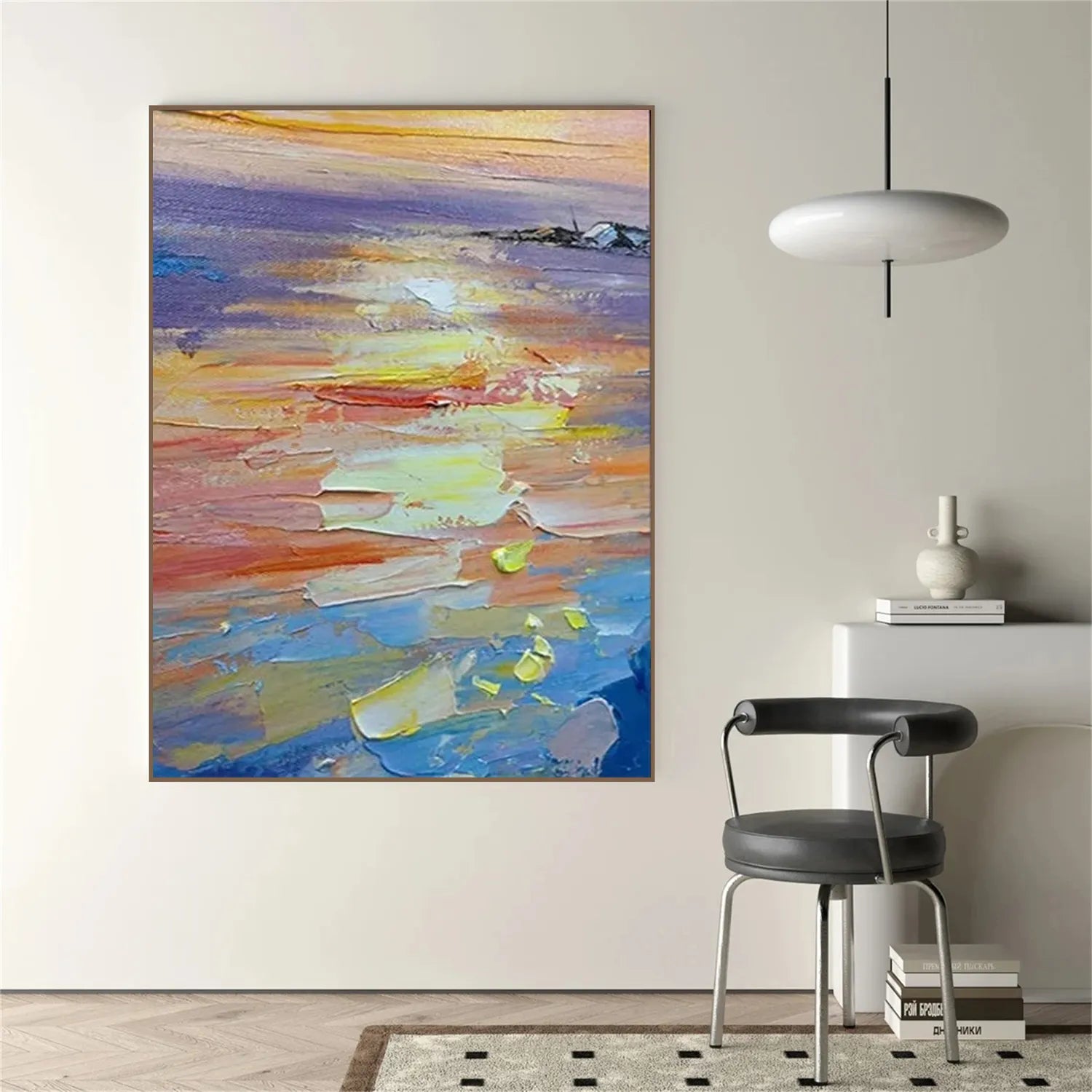 Colorful Ocean Textured Painting Canvas #OP004