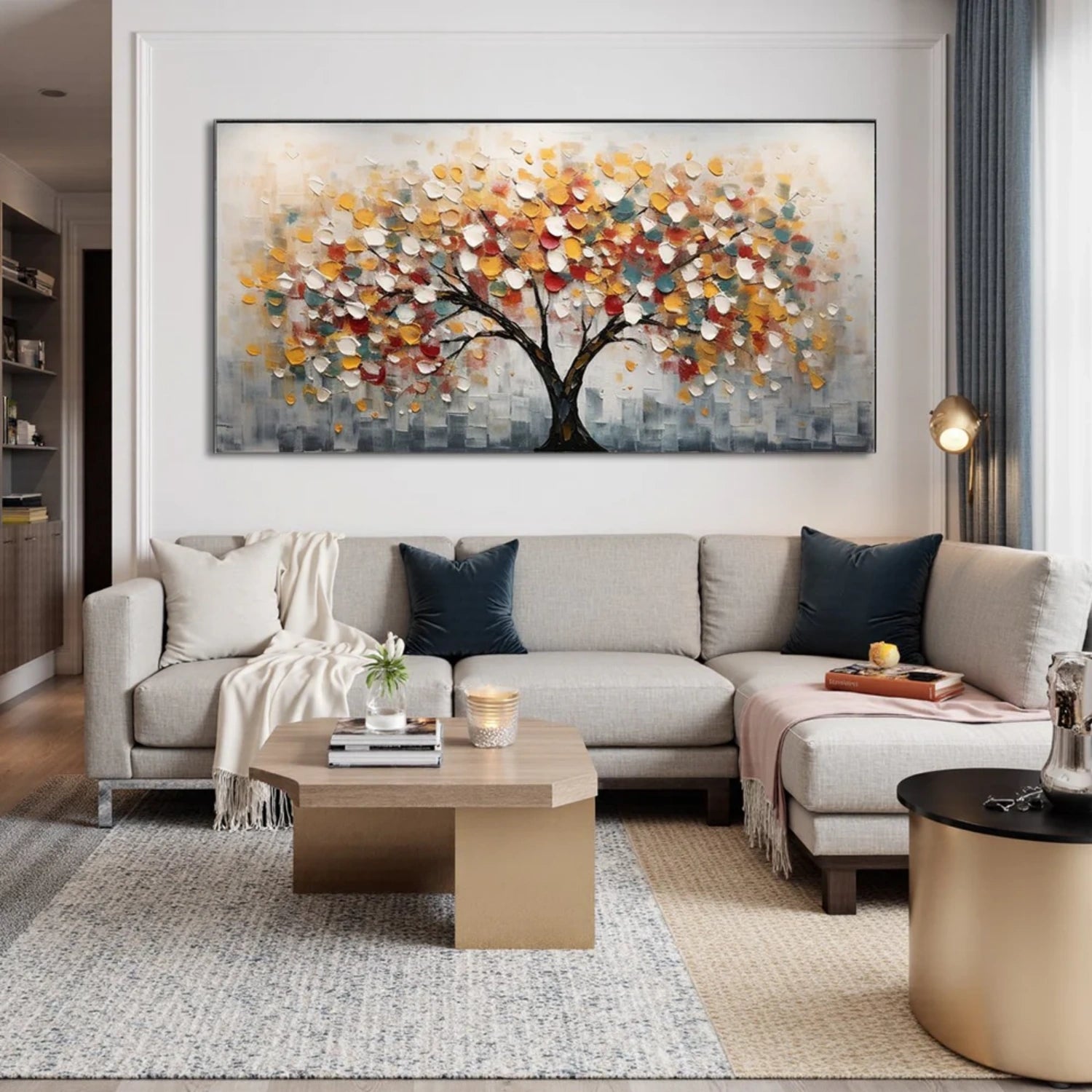 Colorful  Tree Textured Painting Canvas #TP019