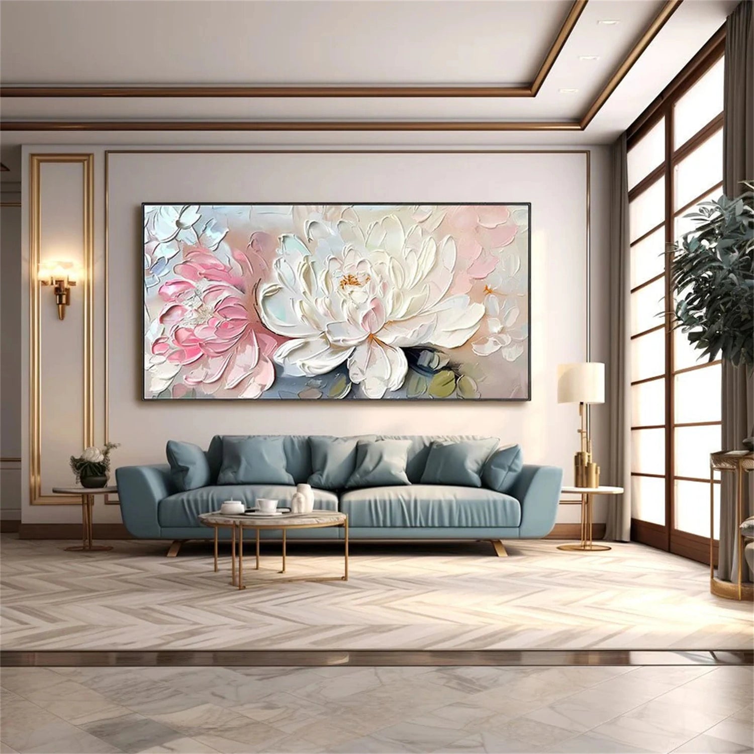 Colorful Flower Textured Painting Canvas #FP032