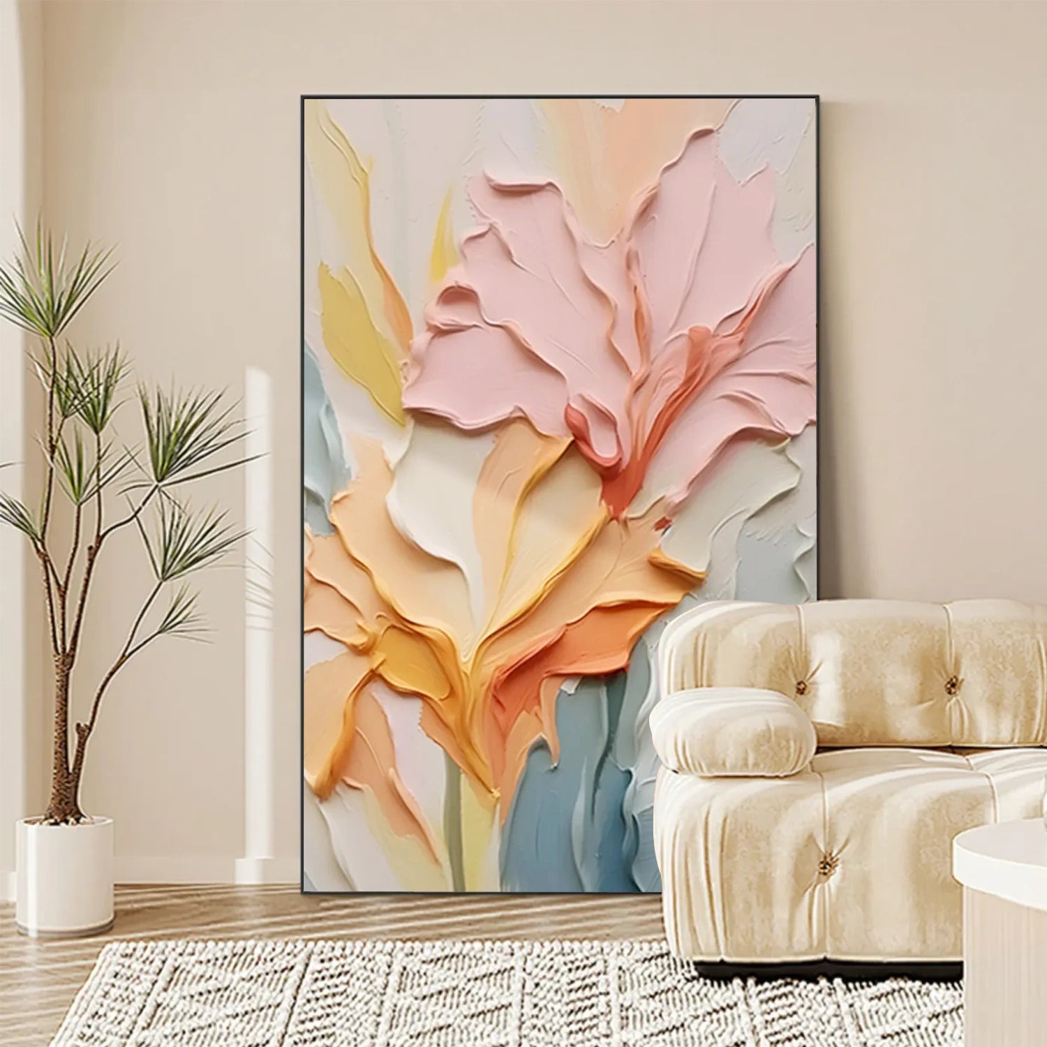 Colorful Flower Textured Painting Canvas #FP024