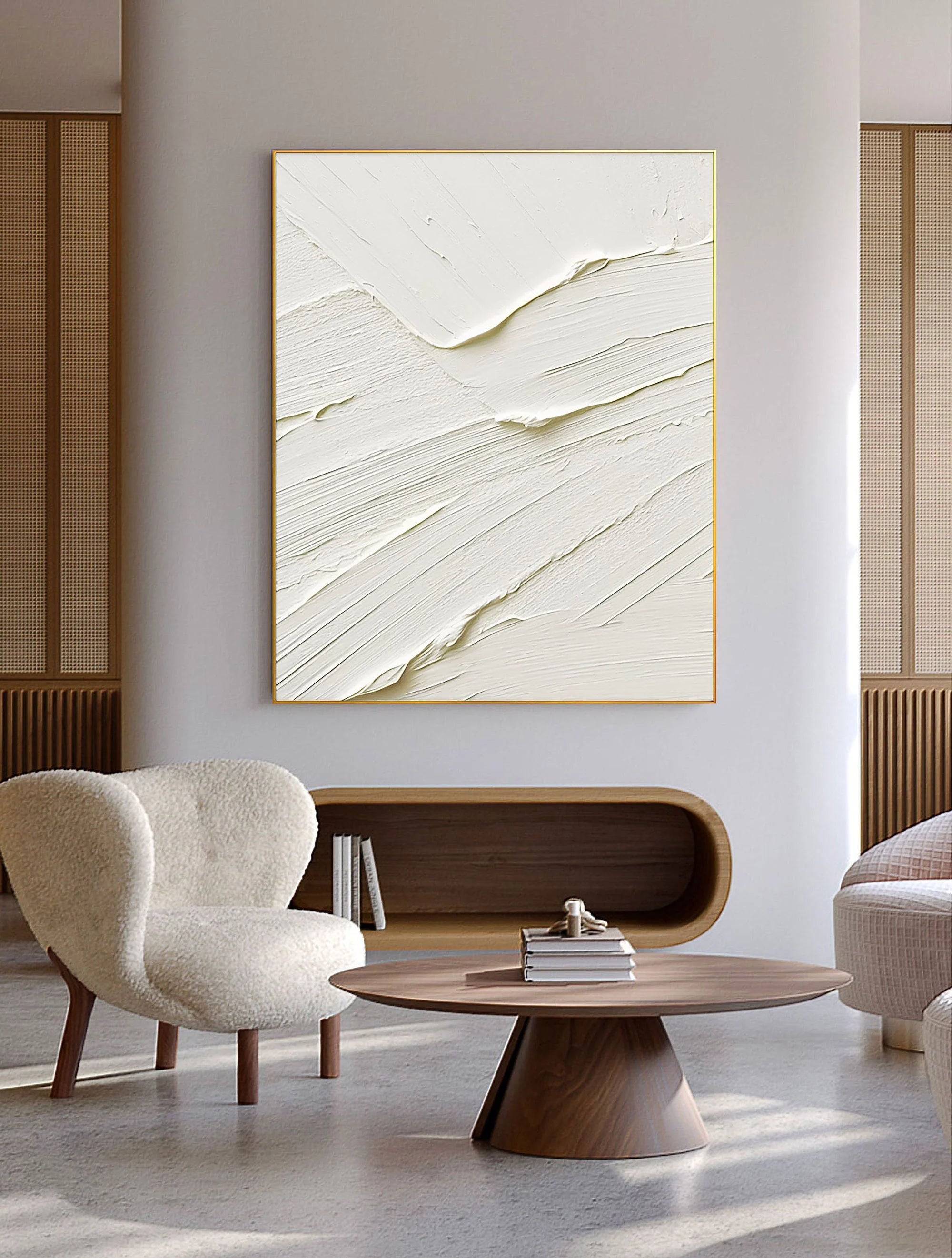 White Minimalist Textured Canvas #MT099