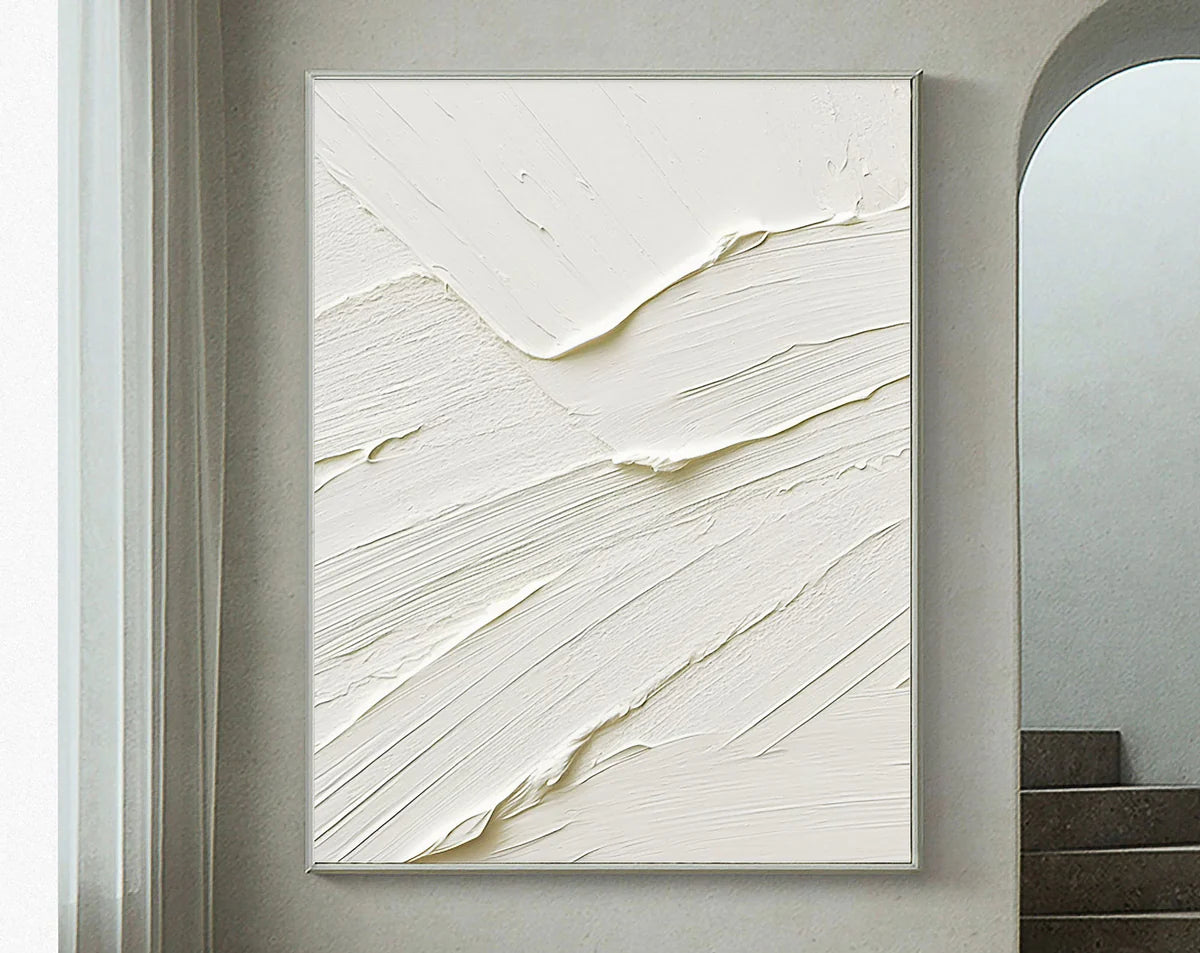White Minimalist Textured Canvas #MT099