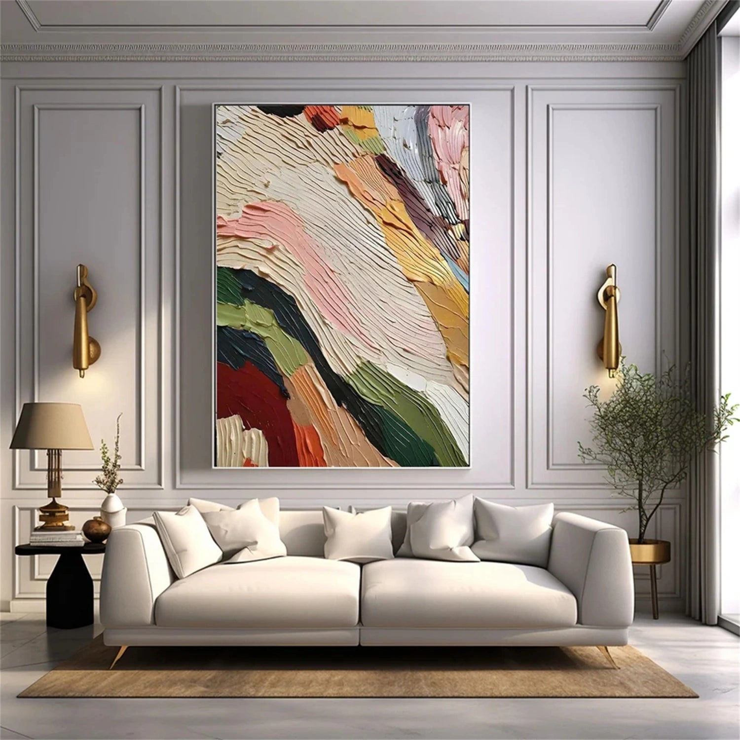 Colorful Abstract Textured Painting Canvas #AT064